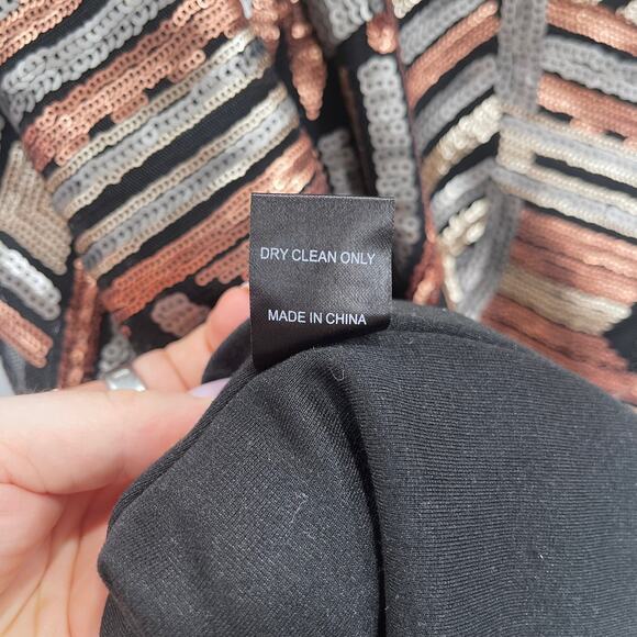 Adelyn Rae Sequin Multicolor Metallic Long Sleeve Bodycon Mini Dress Size Small - Picture 7 of 10